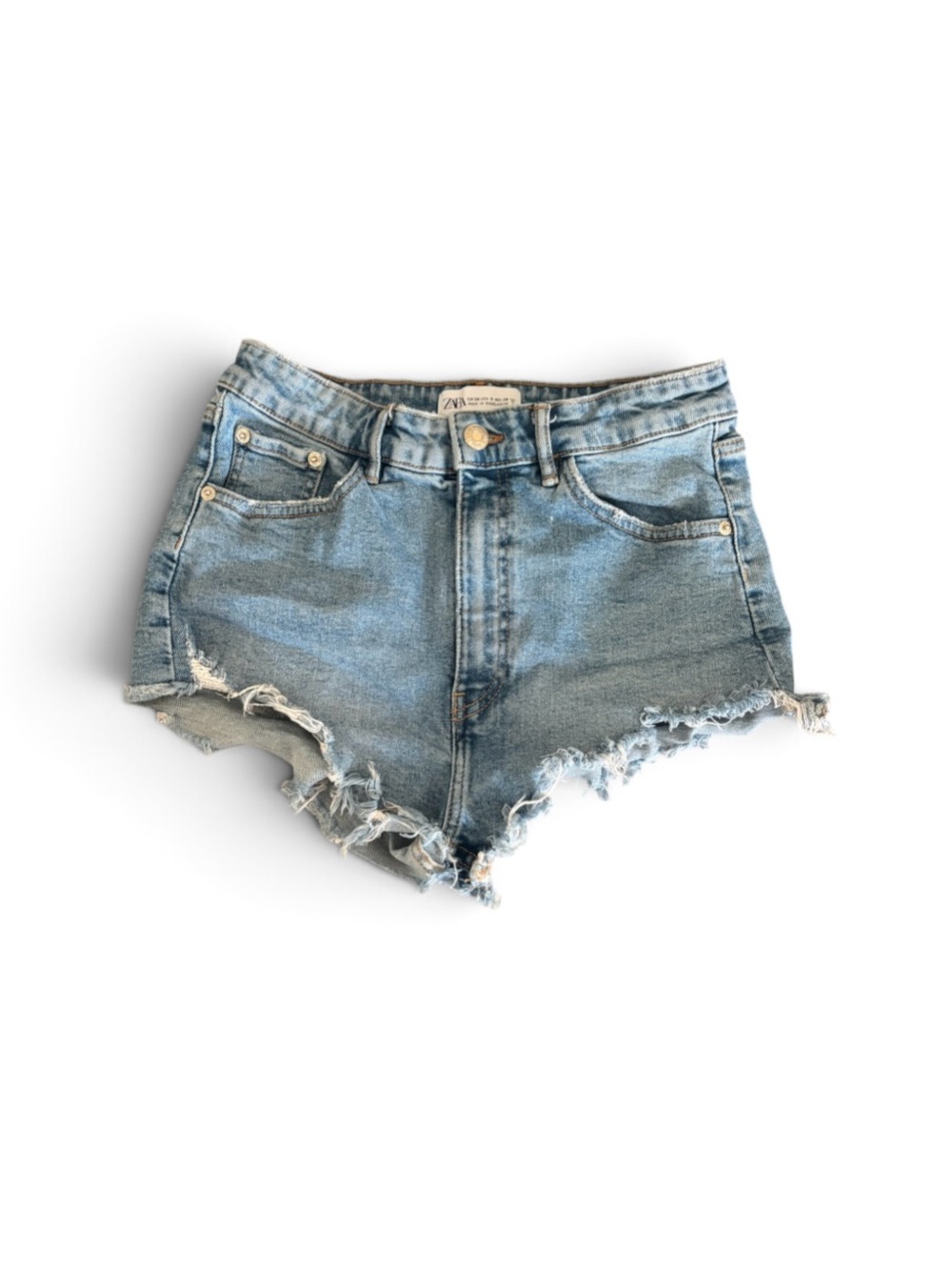 Zara Light Wash Frayed Hem Denim Shorts size 6